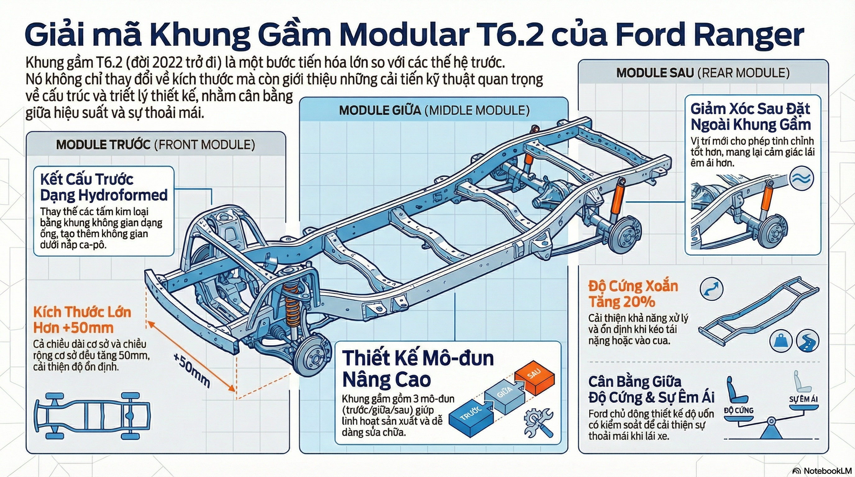 Cấu trúc modular T6.2 với 3 module